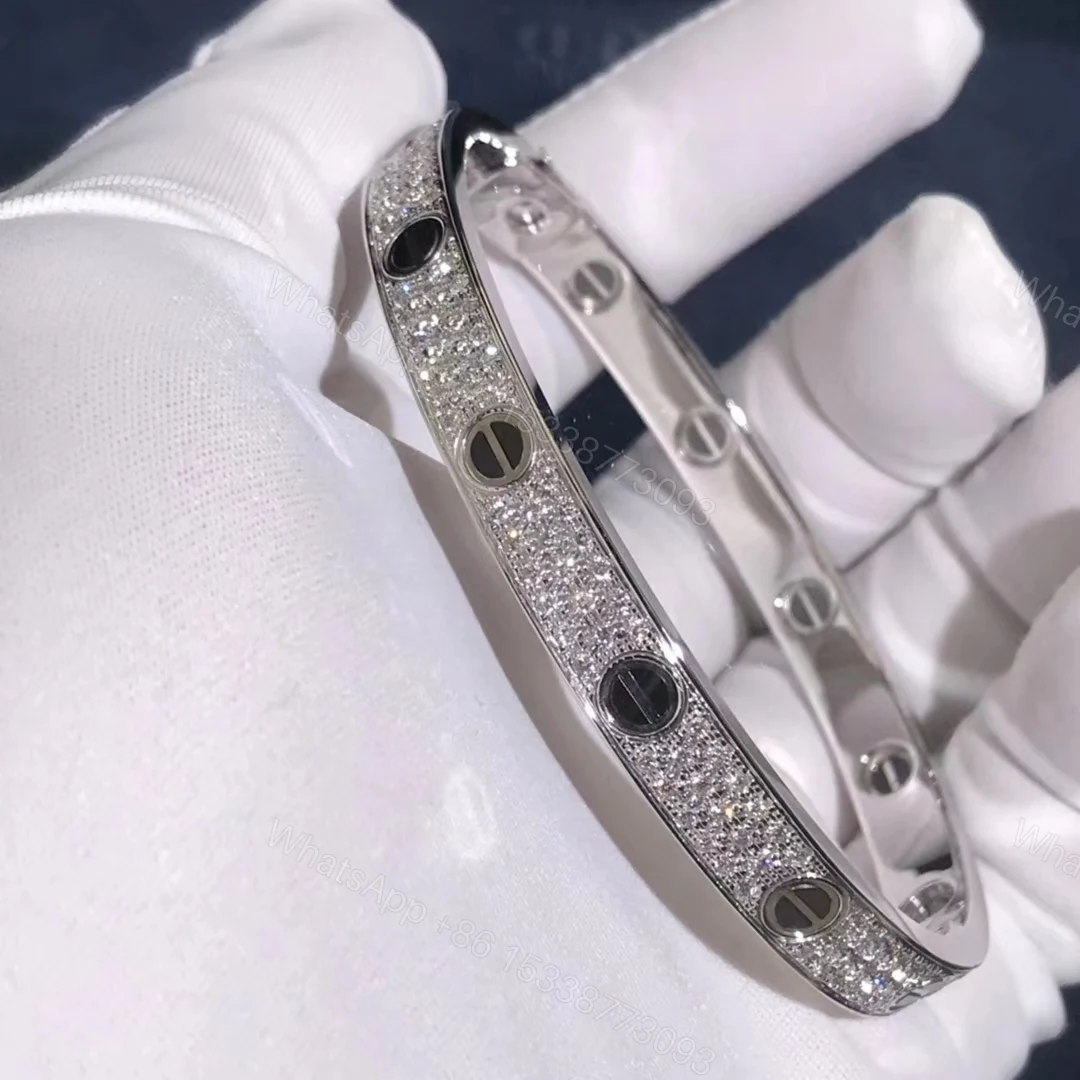 View 2 of Cartier Love Bracelet, paved diamonds, black ceramic