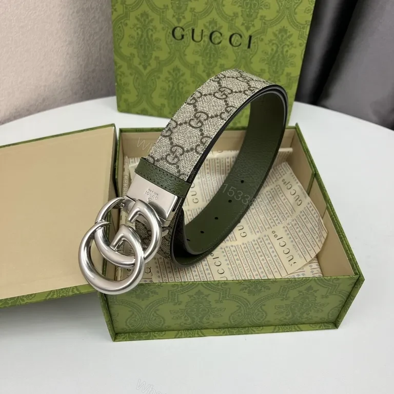 View 8 of Iconic GG Monogram Belt â€” Double-Ring Buckle Leather Edge Finish
