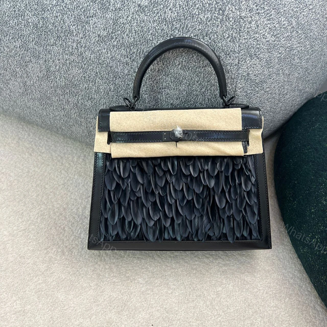 View 2 of HERMES KELLY CUSTOM FEATHER TADELAKT