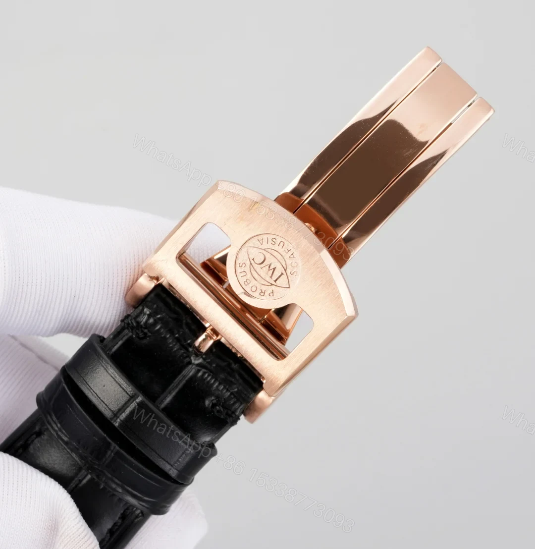 View 8 of IWC Tourbillon Blue Replica 42MM Premium Rose Gold Case Black Leather Strap Edition RG-IWC-TOURBILLON-BLUE-42