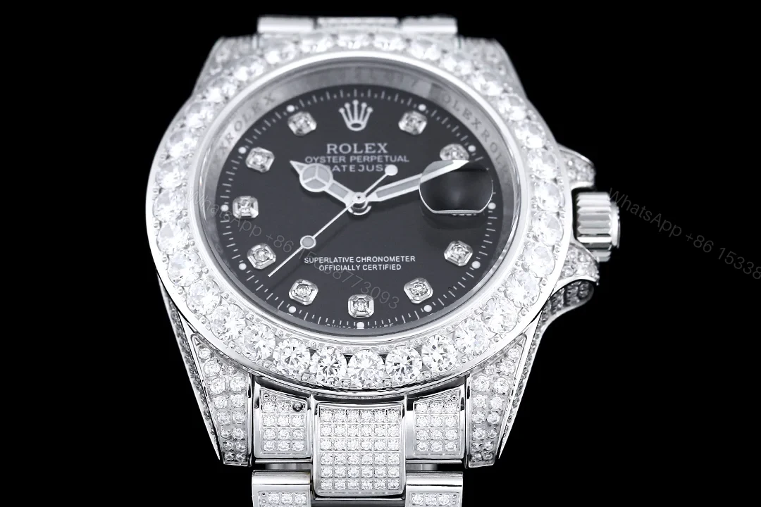 View 3 of Rolex Full Iced Diamond Case Bracelet Luxury Watch 42mm Ultimate Edition RG-ROLEX-FULL-ICED-DIAMOND-904-42