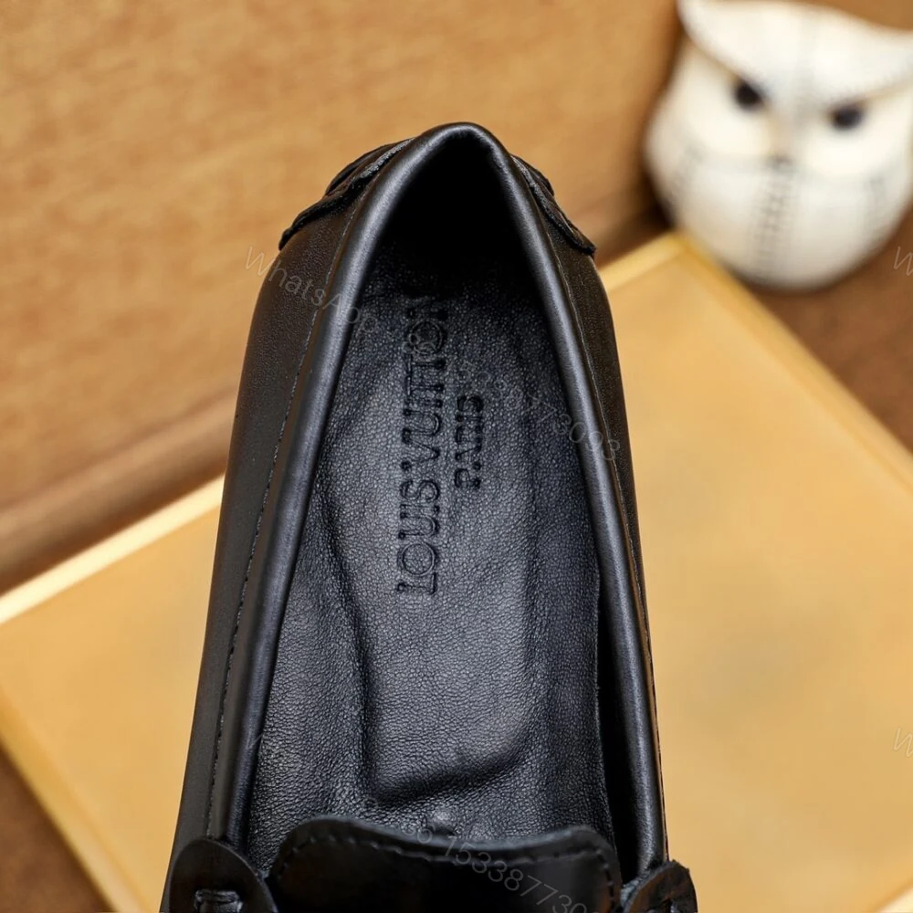 View 6 of Louis Vuitton Loafer Matte Leather With LV Logo In Black
