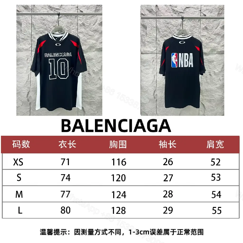 View 7 of Black White Red Oversized Athletic Jersey with BALENCIAGA 10 Front