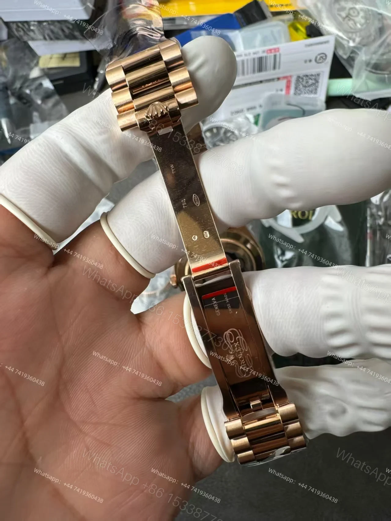 View 15 of Rolex Day-Date M228345RBR-0011 1:1 Replica Olive Green Dial Moissanite Bezel 40MM 3255 Movement Presidential Bracelet Super Clone Watch