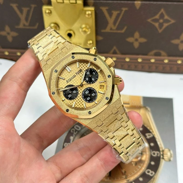 View 2 of Audemars Piguet Royal Oak Chronograph Frosted Gold 26240 Super Clone Yellow Dial