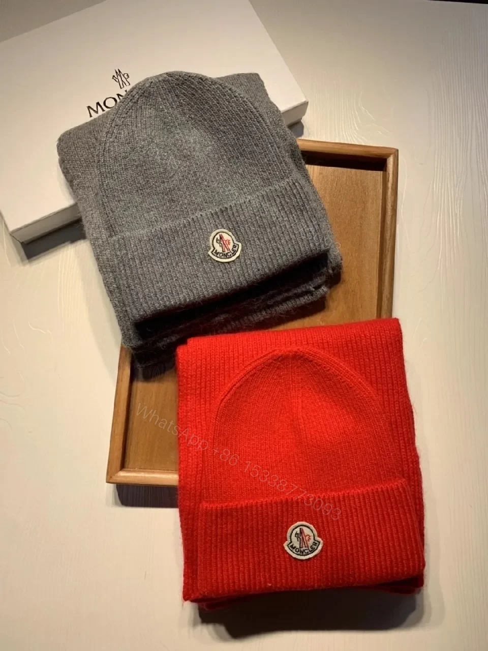 View 8 of Bold Red Knit Set – Luxe Warmth with Signature Emblem