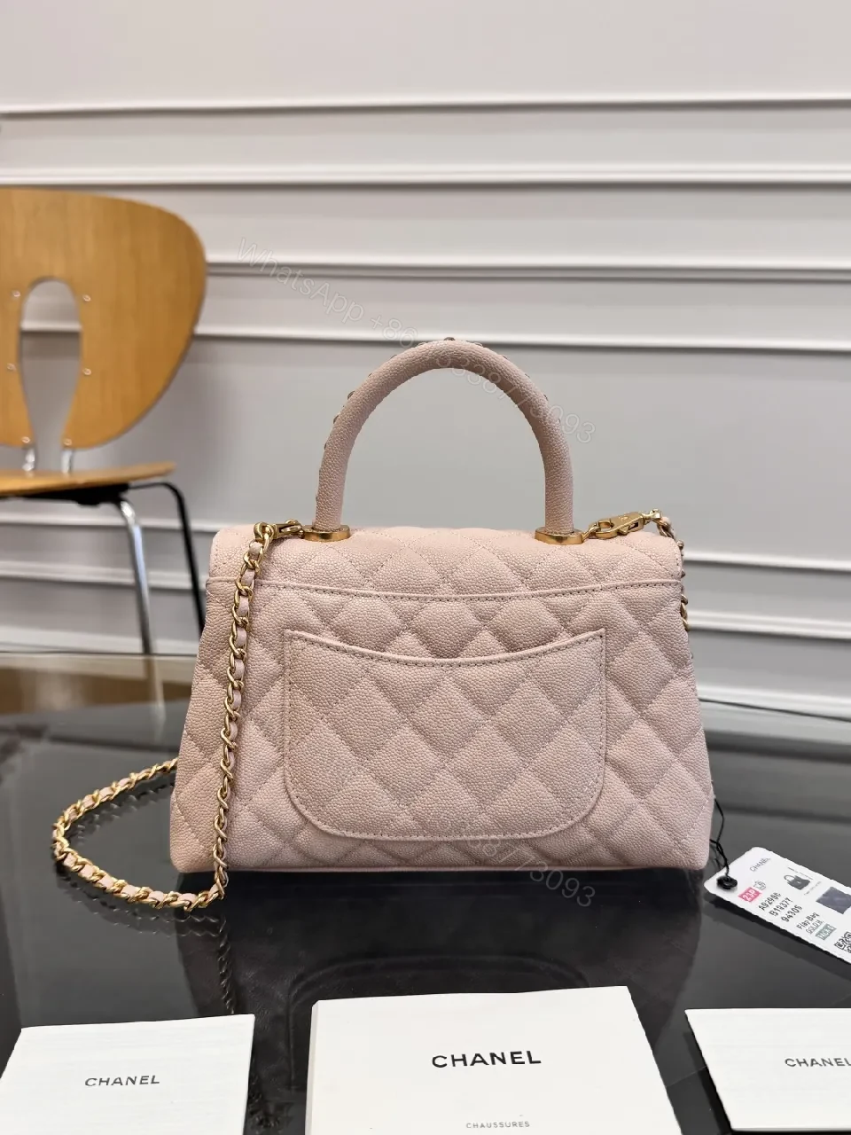 View 7 of Soft Pink Quilted Mini Bag with Gold Chain — Chic Everyday Luxury