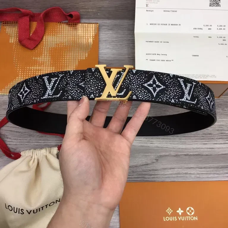 Lux Monogram Belt: Bold LV Buckle & Textured Strap — view 1