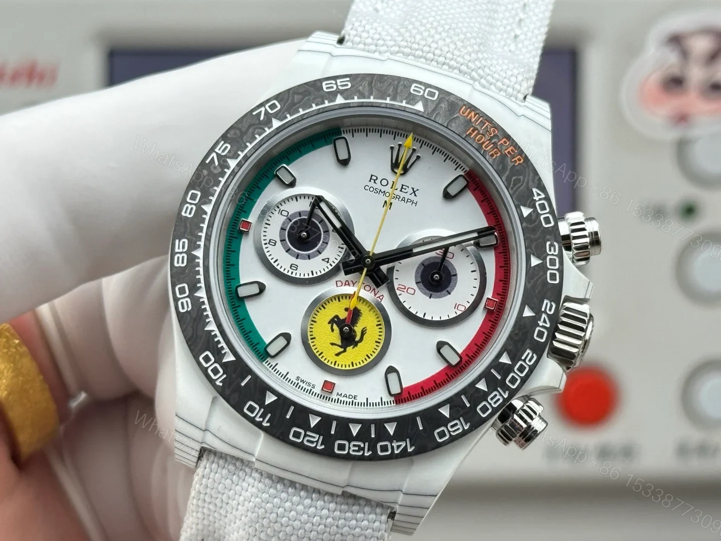 View 5 of SJ 2700 HEH Carbon Fiber Daytona R74 Rolex Custom Edition 40mm RG-ROLEX-DAYTONA-WHITE-DIAL