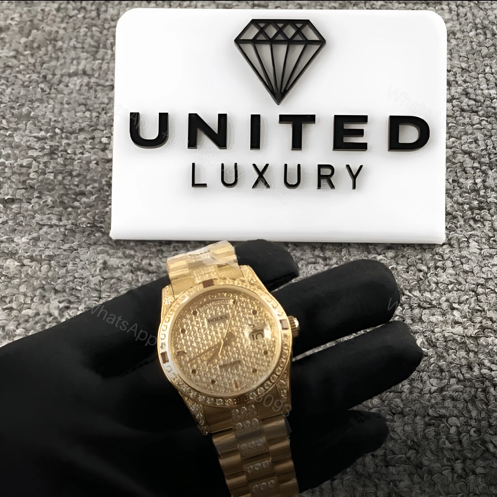 View 2 of Rolex Datejust 116625 Yellow Gold Diamond Dial Iced Out Replica