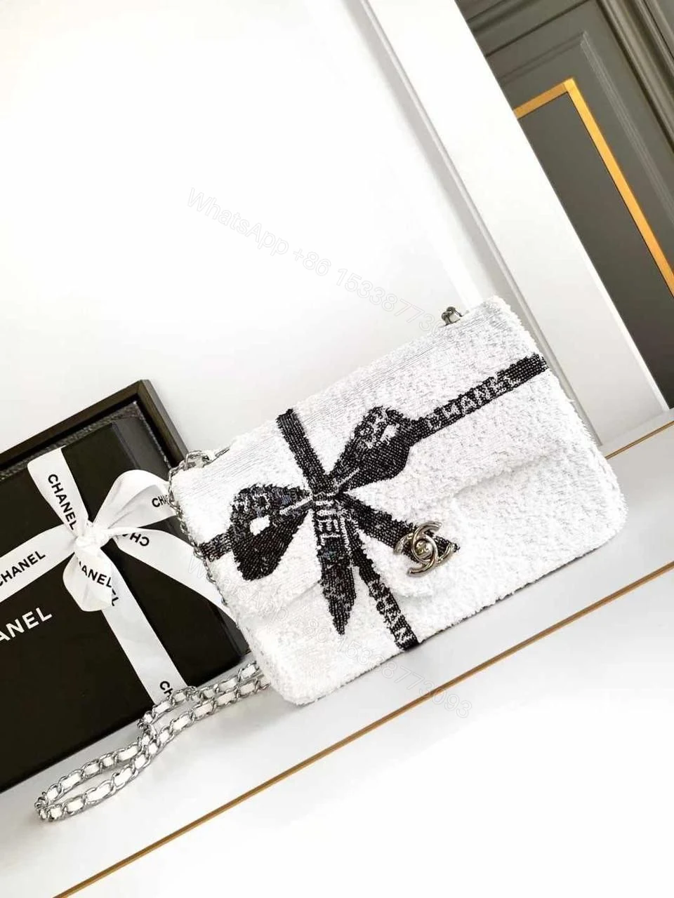 View 2 of Chanel 24B Sequins Ribbon Flap Bag