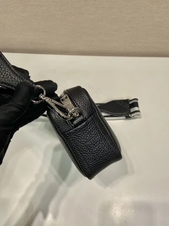 View 5 of Prada Black Pebbled Crossbody: Compact Luxury Bag
