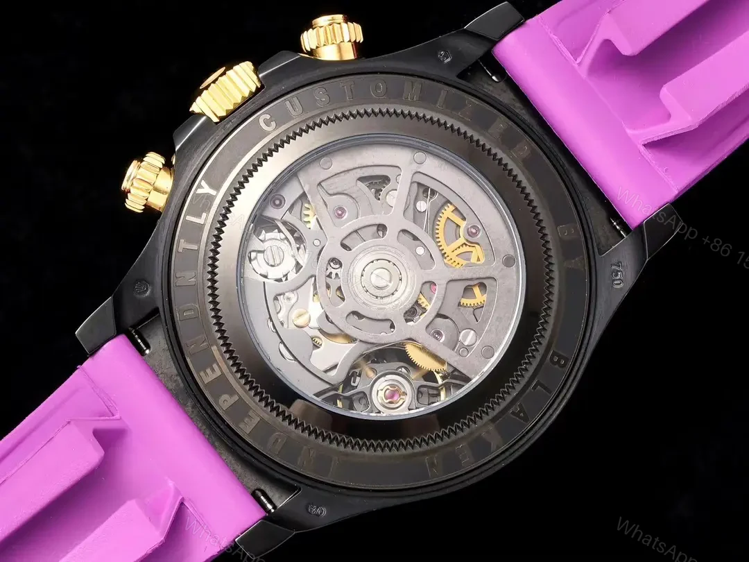 View 8 of Best Rolex Daytona Skeleton Purple replica 40MM Carbon Purple Rubber Strap Edition ROLEX-DAYTONA-SKEL-PUR-RUB-40
