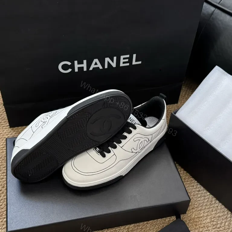View 7 of Minimalist White Leather Sneakers â€“ Luxe Chanel-Inspired Details