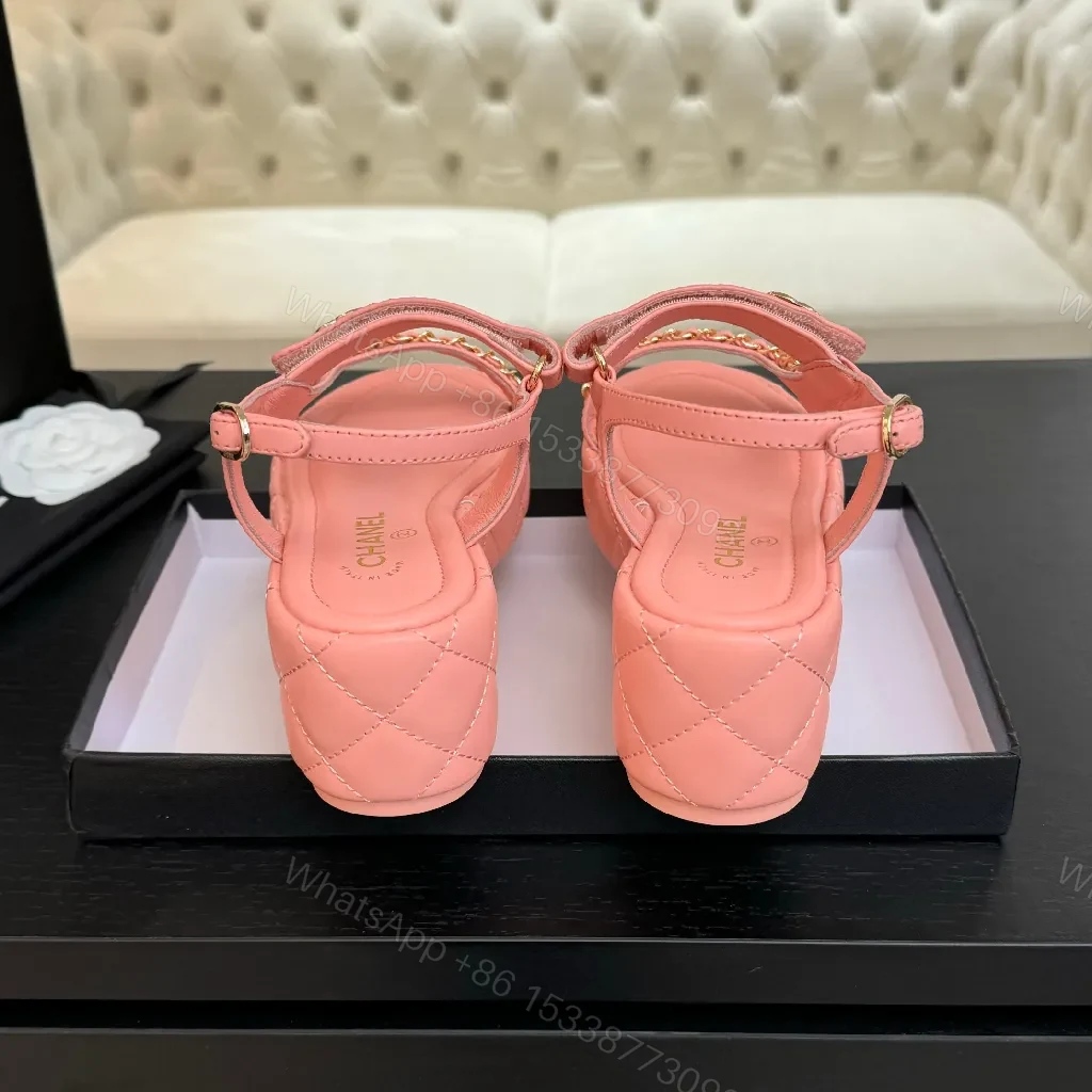 View 7 of Pretty in Pink Sandals: Leather, Gold-Hardware Chic Flats
