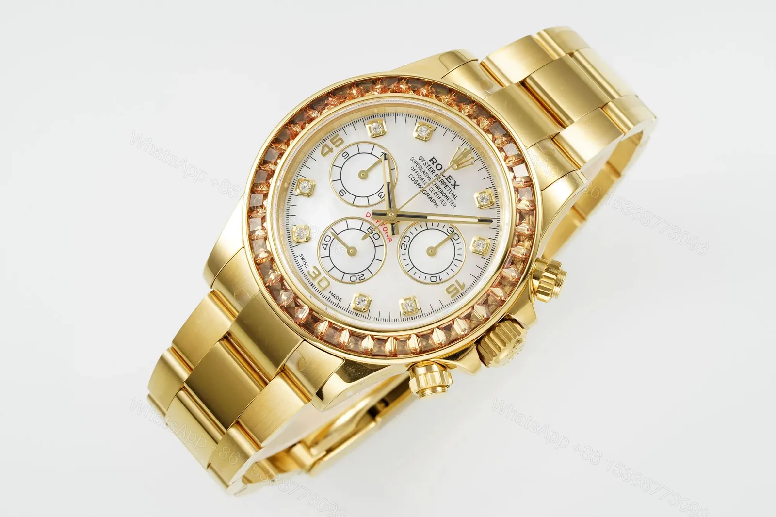 Rolex Daytona 116578SACO Yellow Gold Diamond Pumpkin Dial Watch RLX-DAY-116578SACO-40-DIA — view 1