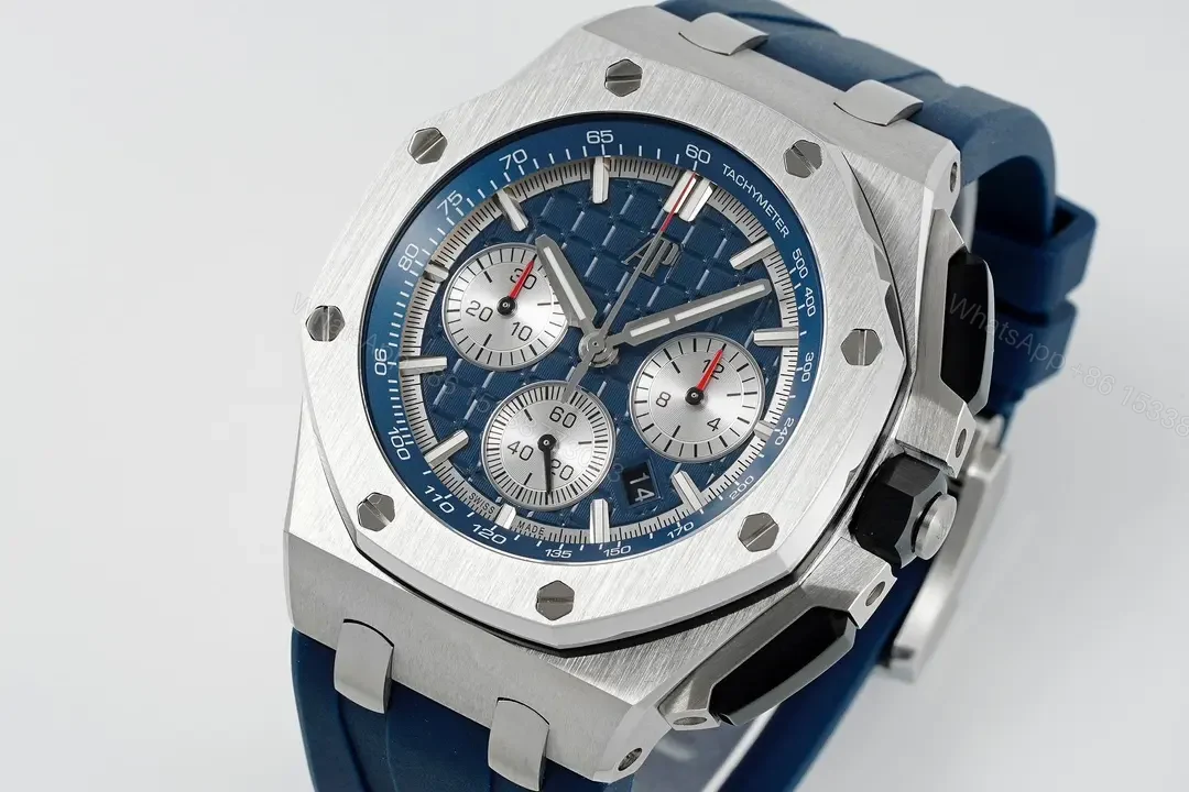 View 3 of Audemars Piguet Royal Oak Offshore Chronograph in Stainless Steel with Blue Dial and Rubber Strap