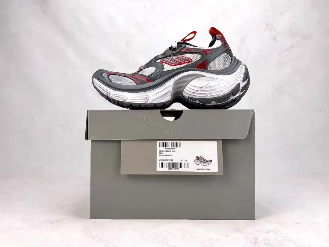 View 3 of BALENCIAGA MEN’S 10XL SNEAKER IN GREY/WHITE/RED – BB271