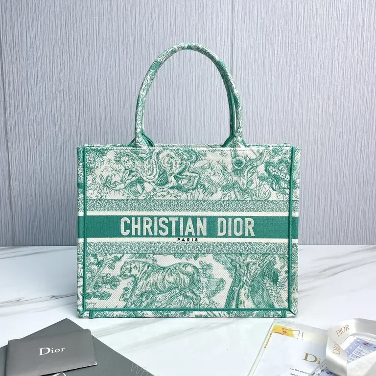 Green Toile Signature Tote: Dior-Brand Structured Luxury Bag — view 1