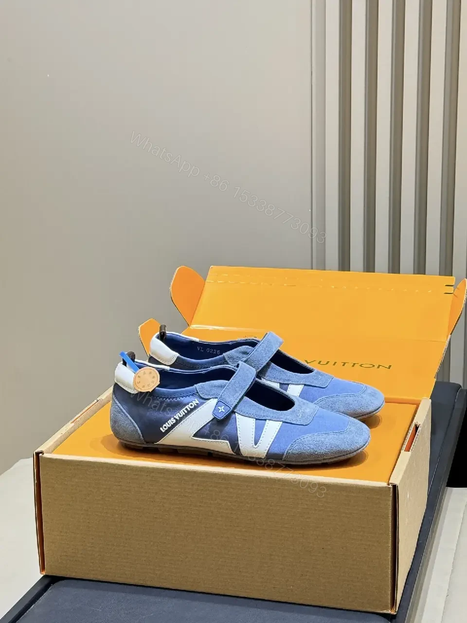 View 6 of Blue Suede High-Top Sneakers with Cushioned Comfort and Striking Straps