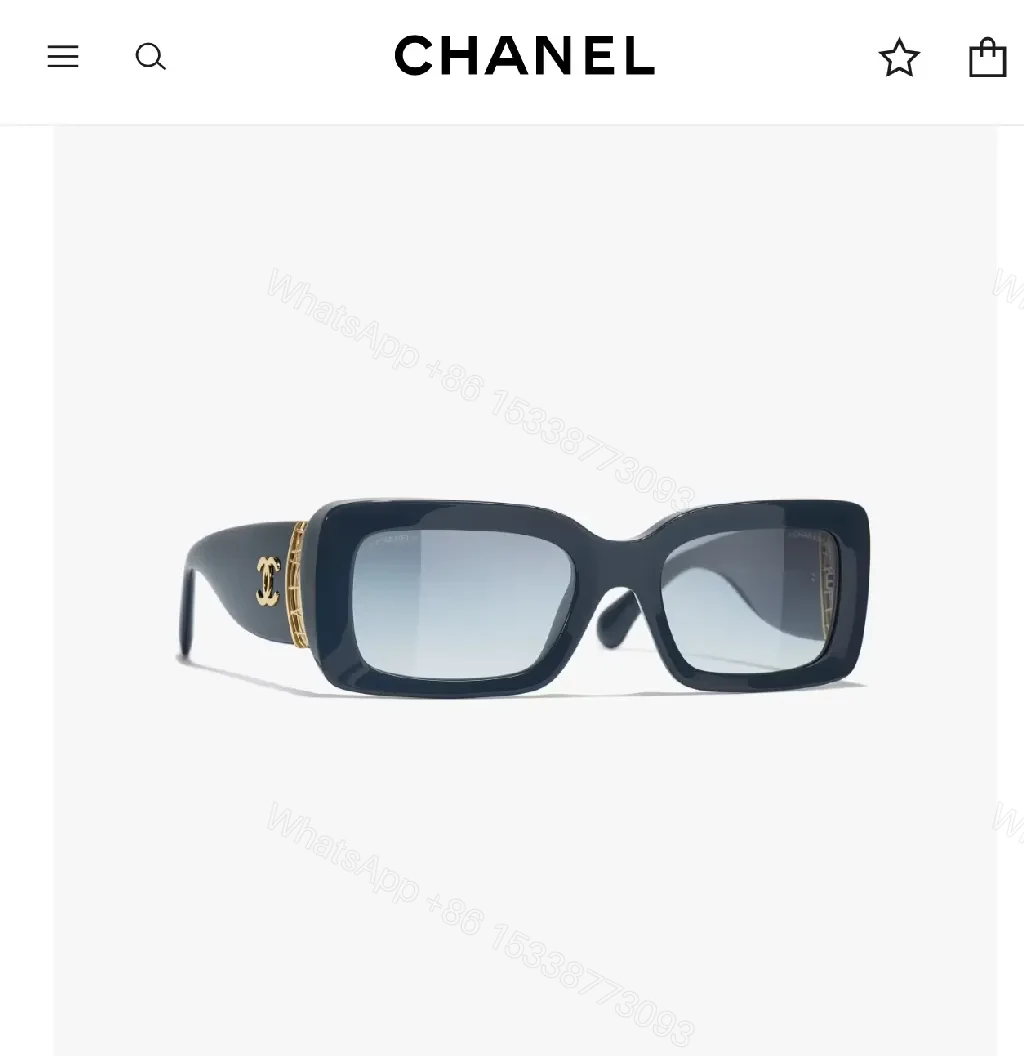 View 4 of Blue Square Sunglasses - Acetate, Gold Detailing, Luxe Style, UV Protection