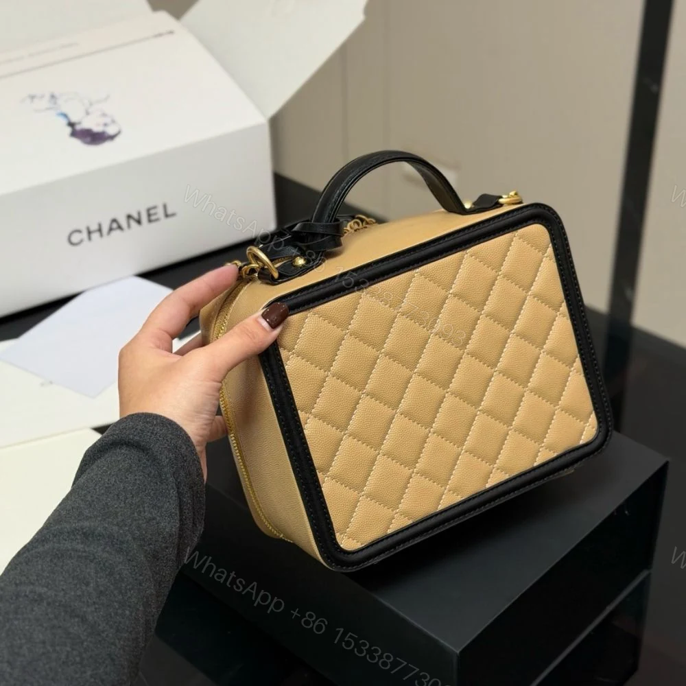 View 6 of Chanel CC Filigree Medium Vanity Case Beige 21Cm