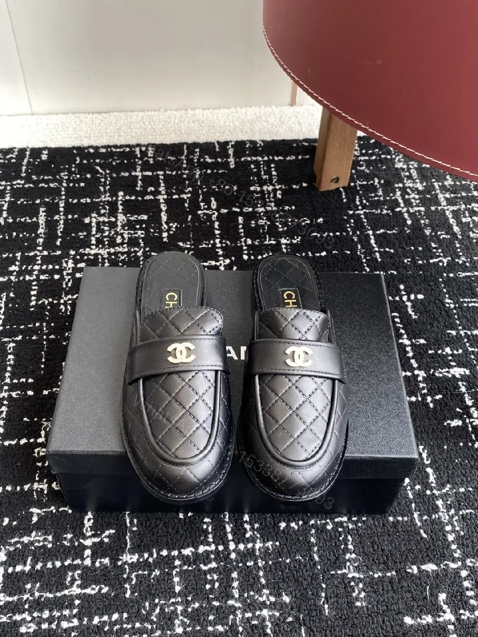View 8 of Textured Quilted Leather Mules - Quiet Luxury Slip-Ons