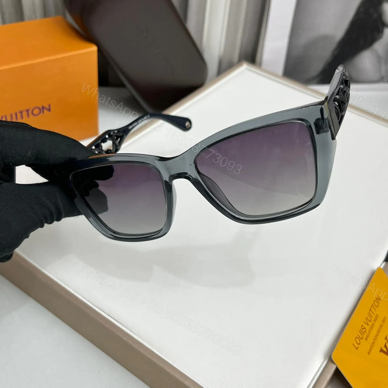 View 2 of Louis Vuitton Square Cutout Sunglasses Grey