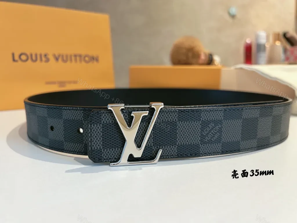 View 4 of Louis Vuitton Damier 35mm Belt â€“ Silver LV Buckle, Dark Graphite