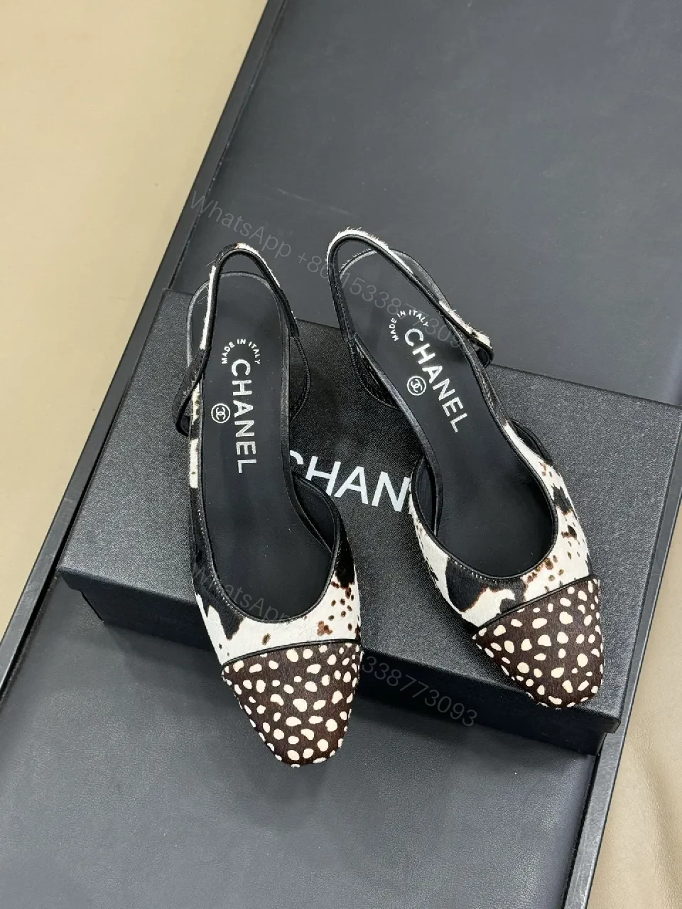 View 3 of Statement-animal Leathery Sandals: Textured Chanel-Style, Comfort