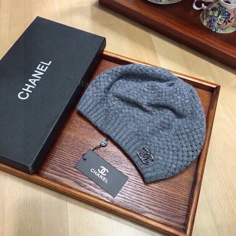 View 9 of Muted Gray Knit Set: Cozy Luxury Scarf & Beanie with Logo Hardware