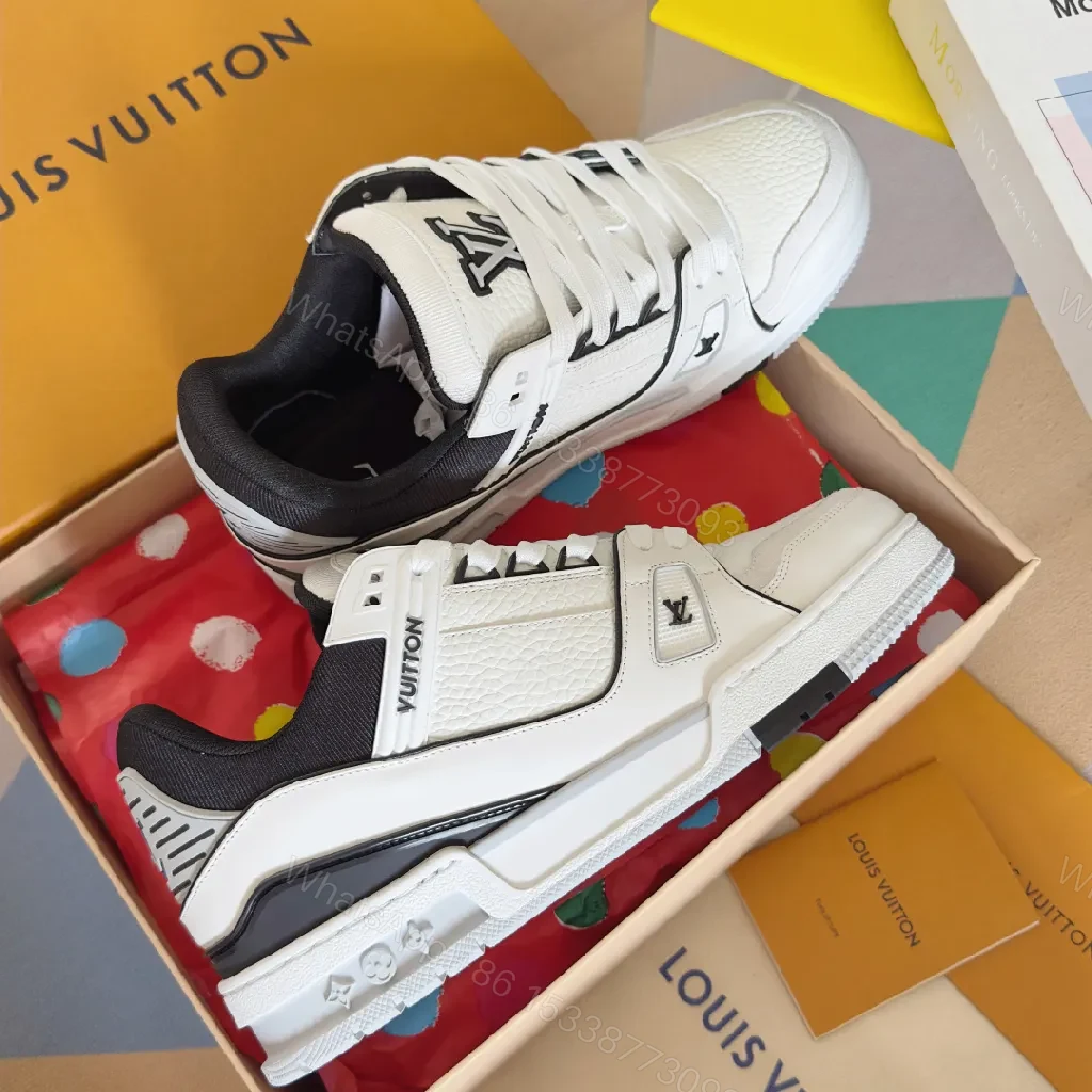 View 5 of Bold White & Black Luxe Detail Sneakers, All-Day Comfort