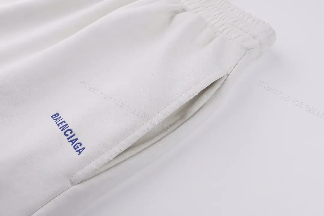 View 8 of White Cotton Shorts, Relaxed, Drawstring Waist, Balenciaga Logo Short