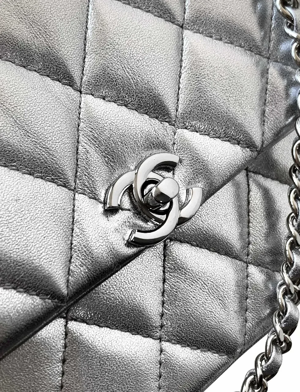 View 5 of Shimmer Quilted Chain Bag: Metallic Luxe Everyday Bag