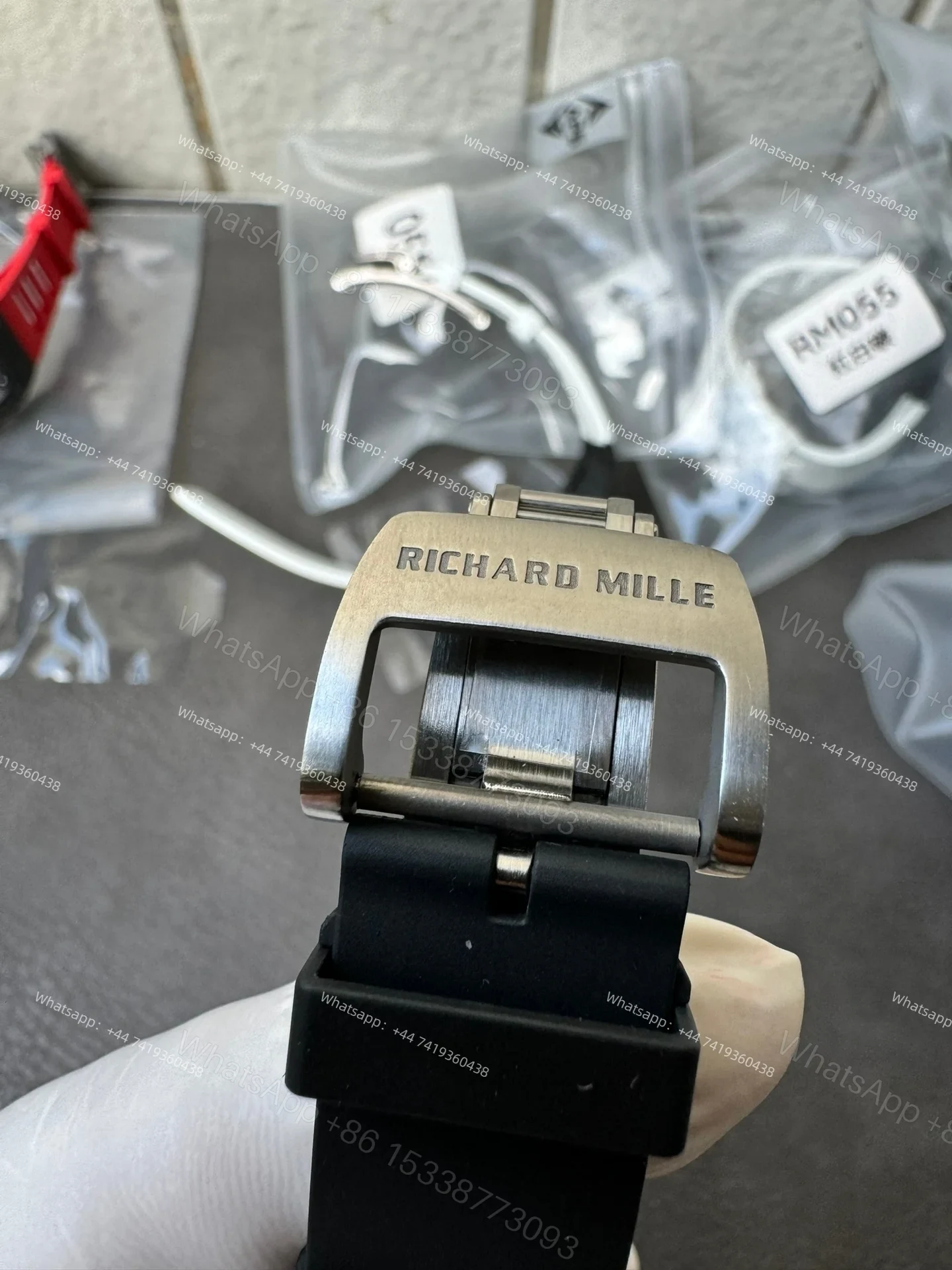 View 8 of Super Clone Richard Mille RM 055 Carbon TPT Black Rubber Strap 1:1 Replica Watch