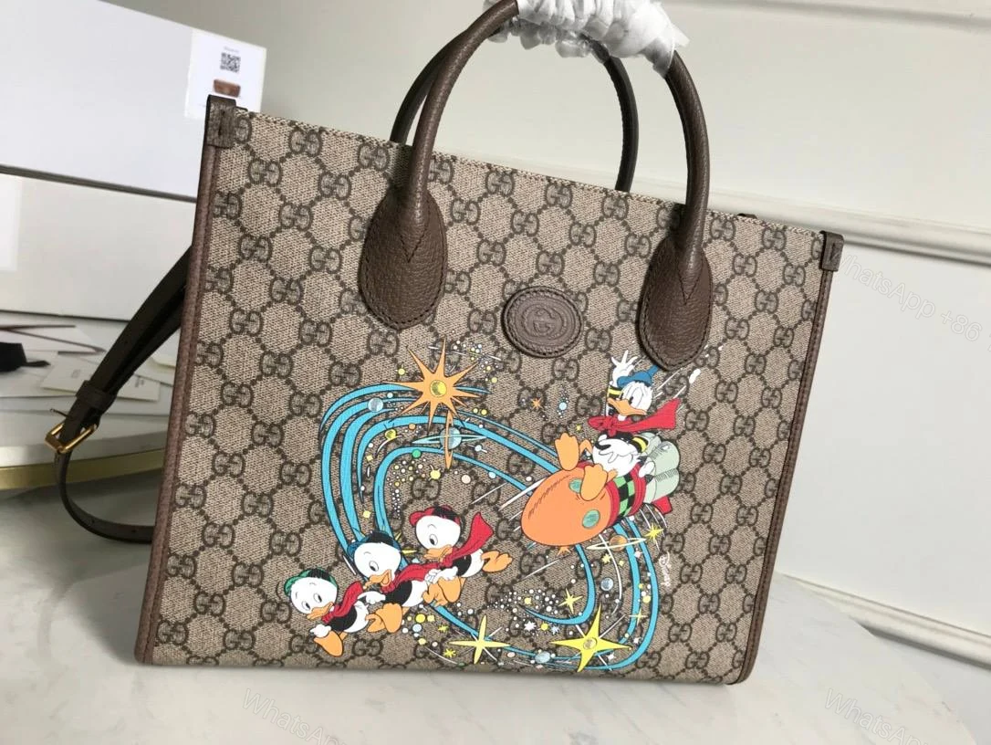 View 6 of Gucci Beige Canvas Donald Duck Tote Bag