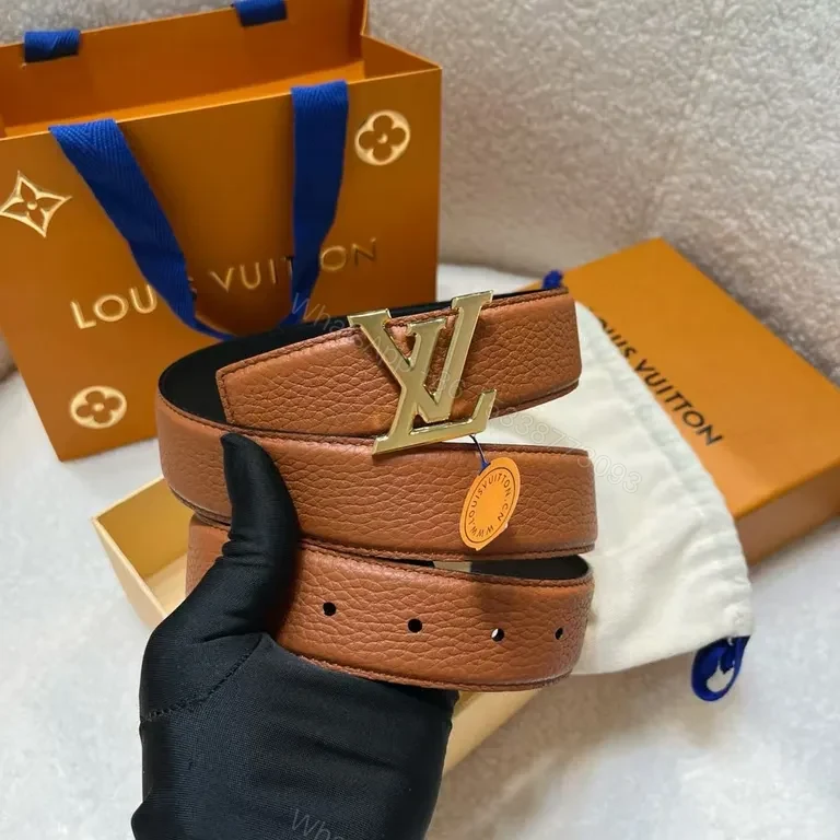 Bold Leather Belt with LV Gold Buckle - Everyday Luxury — view 1