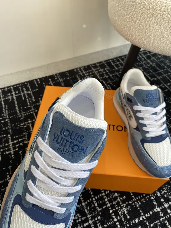 View 3 of Blue Suede-Textured LV-Inspired Sneakers: All-Day Comfort