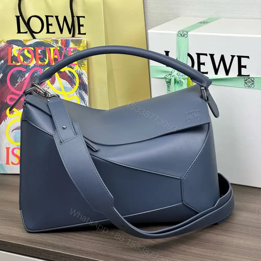 高仿Loewe*Puzzle系列6969小牛皮斜挎包靛藍色大號免檢版 — view 1