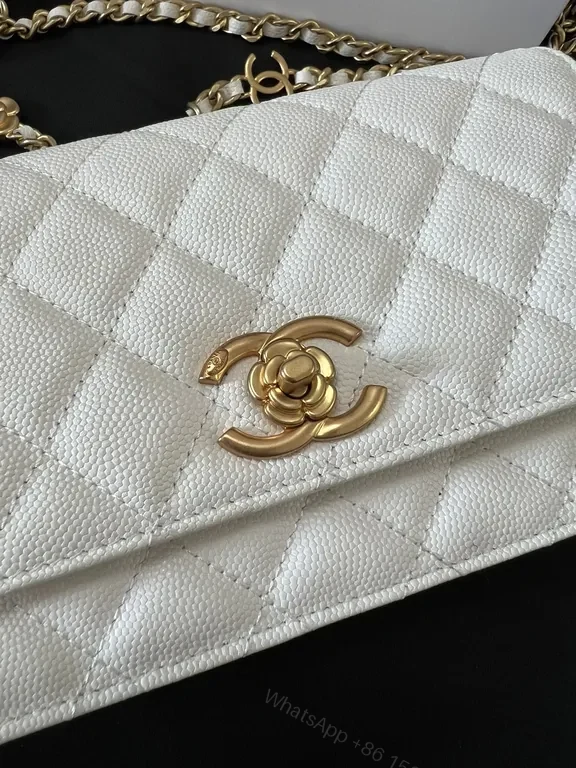 View 4 of Chic Quilted Wallet-On-Shoulder Bag with Gold Hardware