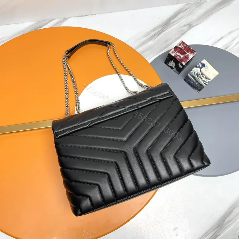 View 6 of Quilted YSL-Style Messenger Bag - Black Leather, Luxe Hardware