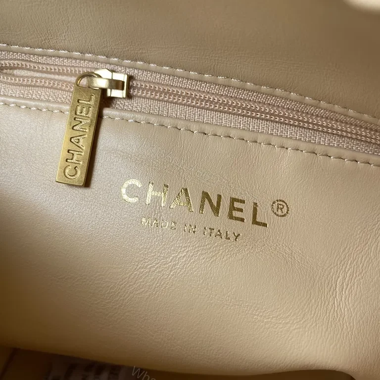 View 4 of Soft Beige Quilted Convertible Bag with Gold Chain, Leather, Chic Luxury Bag