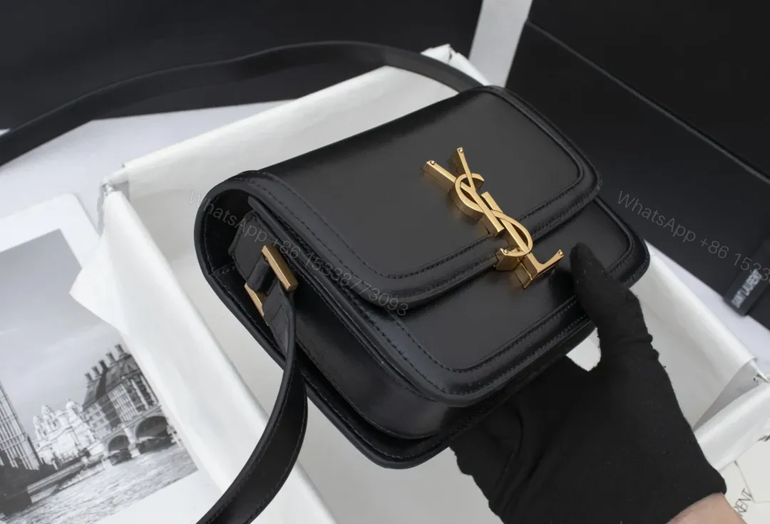 View 2 of Saint Laurent YSL Solferino Small Leather Satchel Shoulder Bag in Black