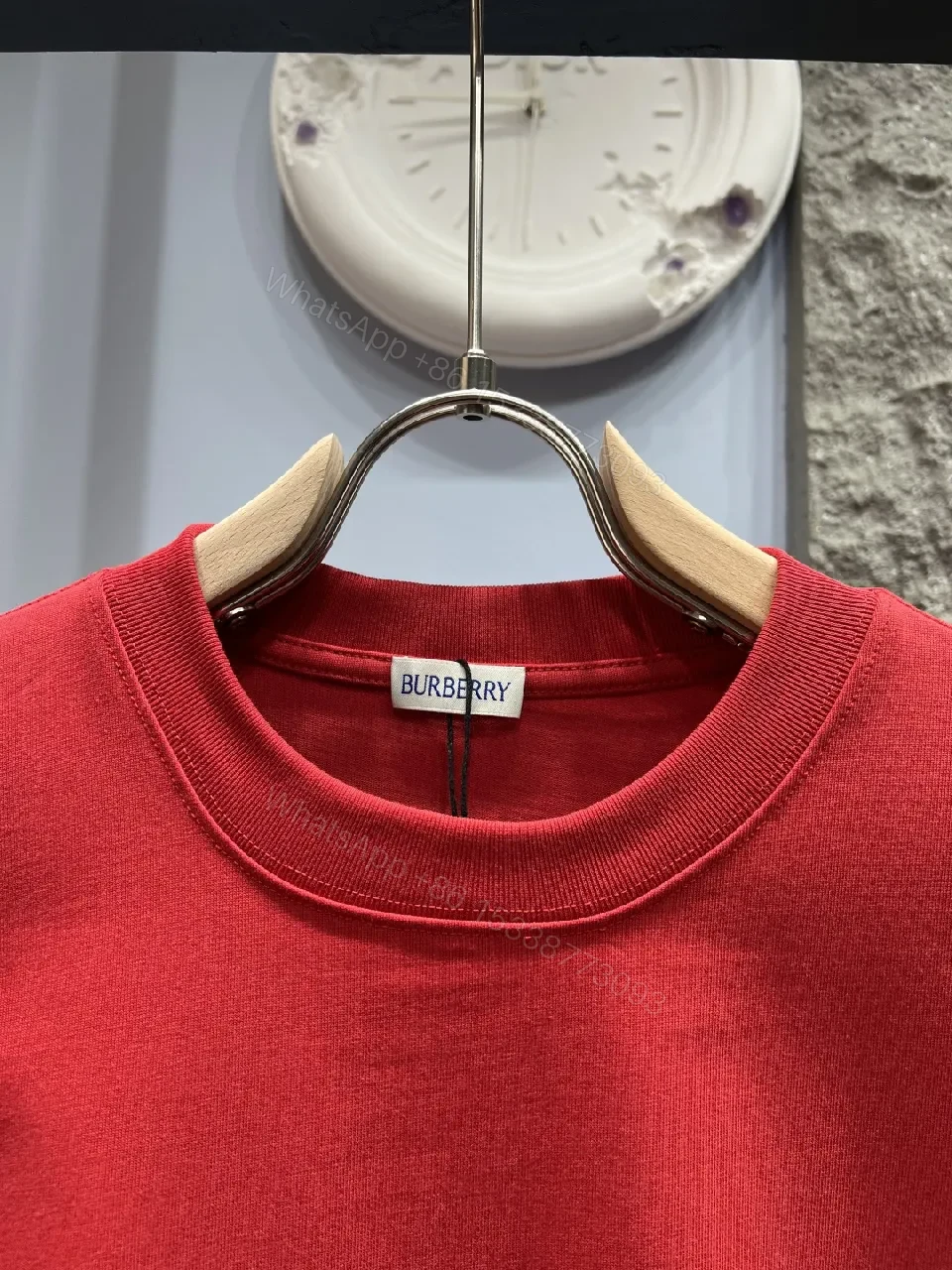 View 7 of Red Cotton Tee — Minimal Logo, Bold Luxury, Everyday Wear
