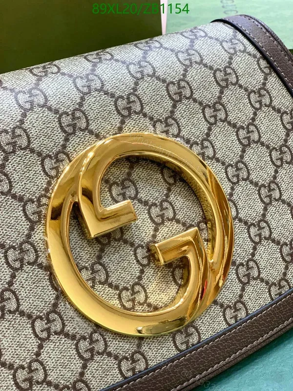 View 3 of Gucci Faux Blondie Canvas Shoulder Bag with Brown Leather Gold Hardware RX52DZ
