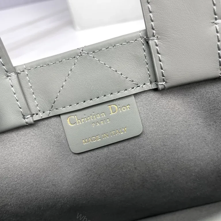 View 2 of Grey Quilted Lady Imitation Dior Top-Handle Bag