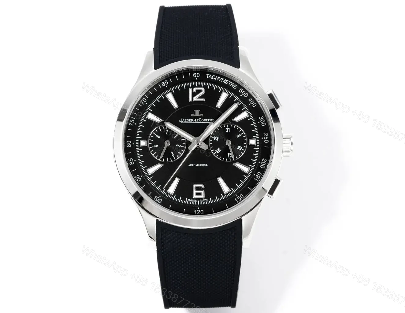 Jaeger LeCoultre Black Chronograph Watch Rubber Strap Ultimate 42MM JLC-POL-CHRONO-BLK-RUB-42 — view 1