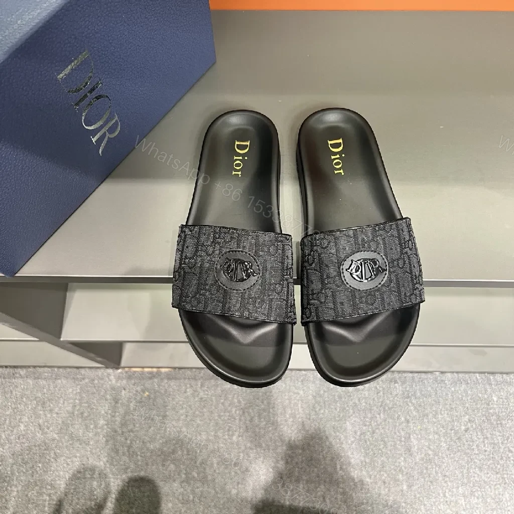View 3 of Monogram Texture Black Slide: Everyday Luxury Footwear