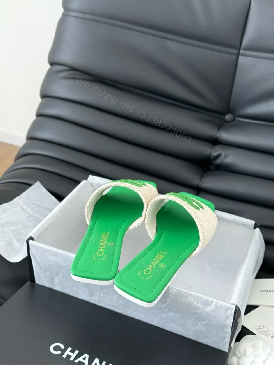 View 8 of Neon Green Woven Sandals – Statement Comfort Slide