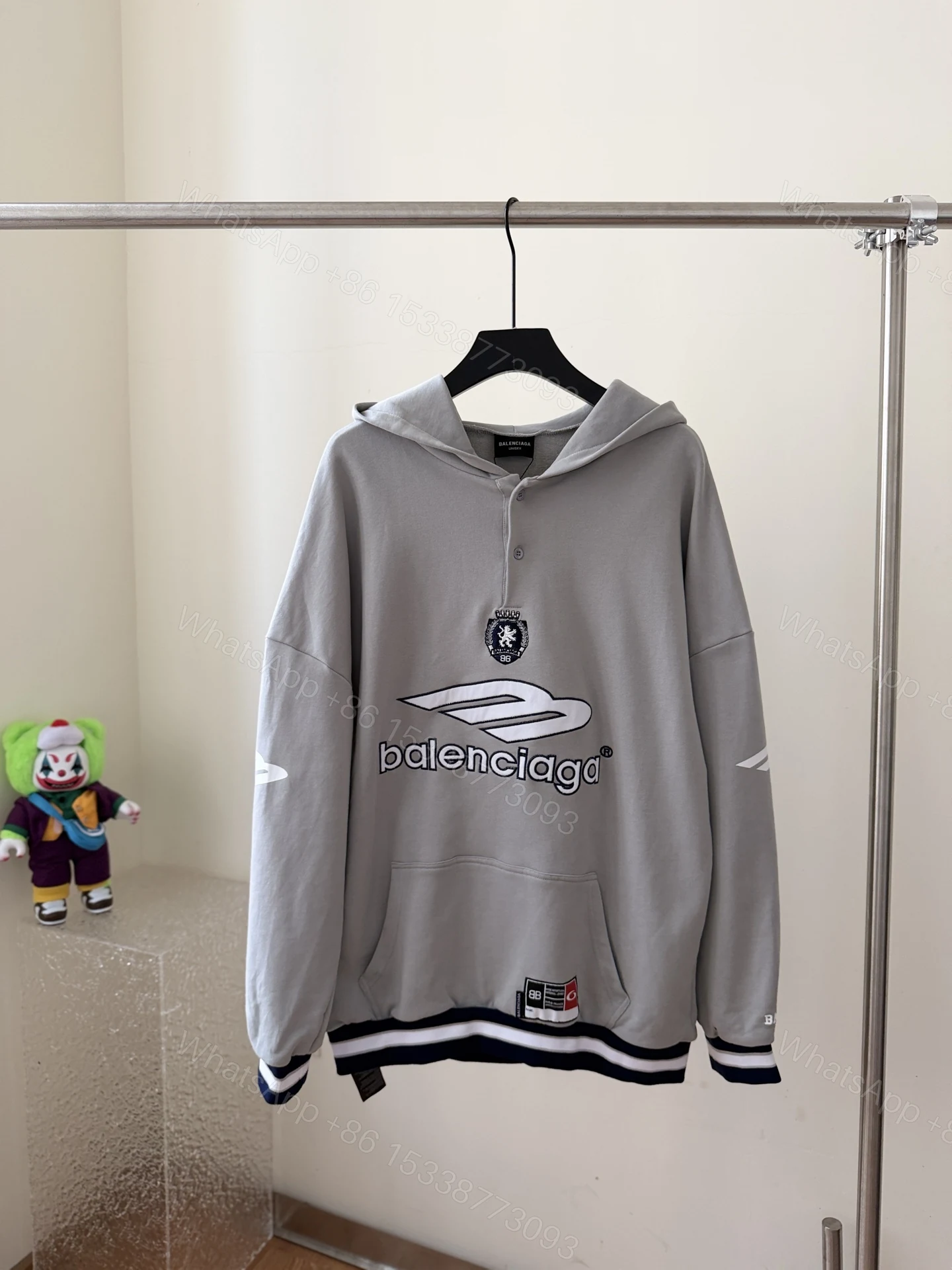 Balenciaga原單男士灰色拼接連帽衛衣舒適質感版型修身 — view 1